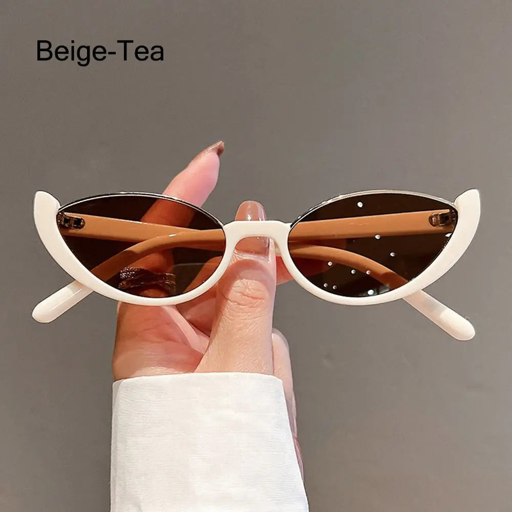 New in Small Cat Eye Sunglasses Women Trendy Vintage Composite Shades Eyewear Fashion Luxury Brand Designer Sun Glasses 2025