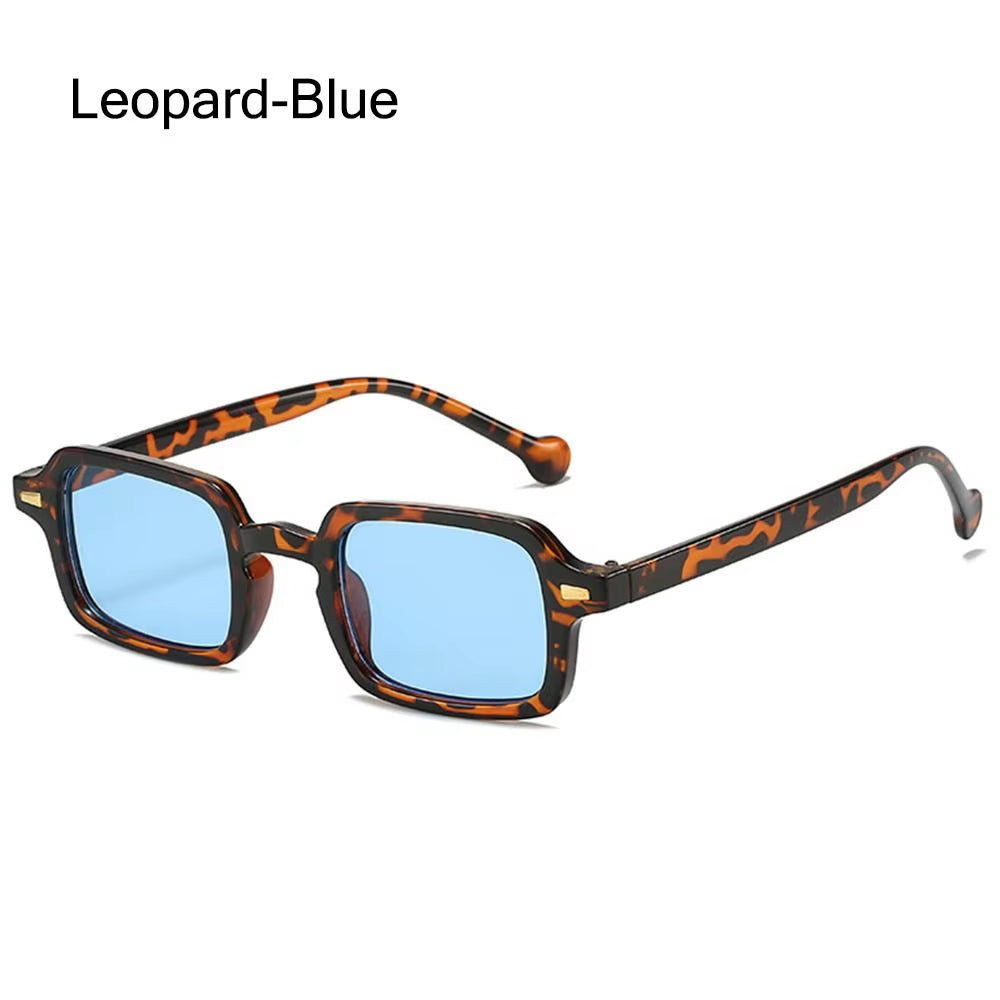 2024 Fashion Square Sunglasses Women Anti-Glare Retro Rivets Decoration Gradient Shades UV400 Men Leopard Blue Sports Sunglasses