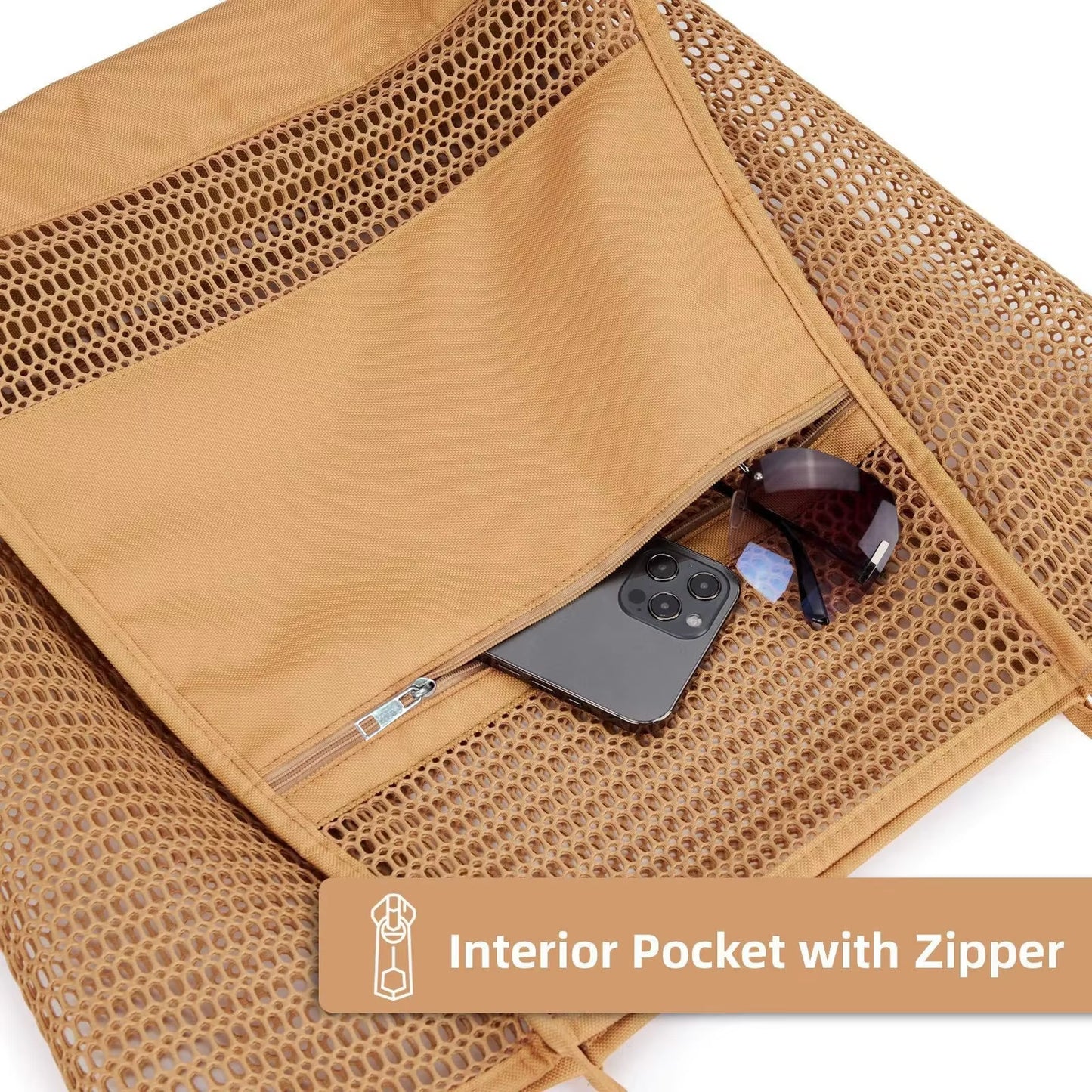 Beach Bag Double-Layer Mesh Beach Bag Bath Swimming Toiletries Storage Bag Outfit Storage Bag