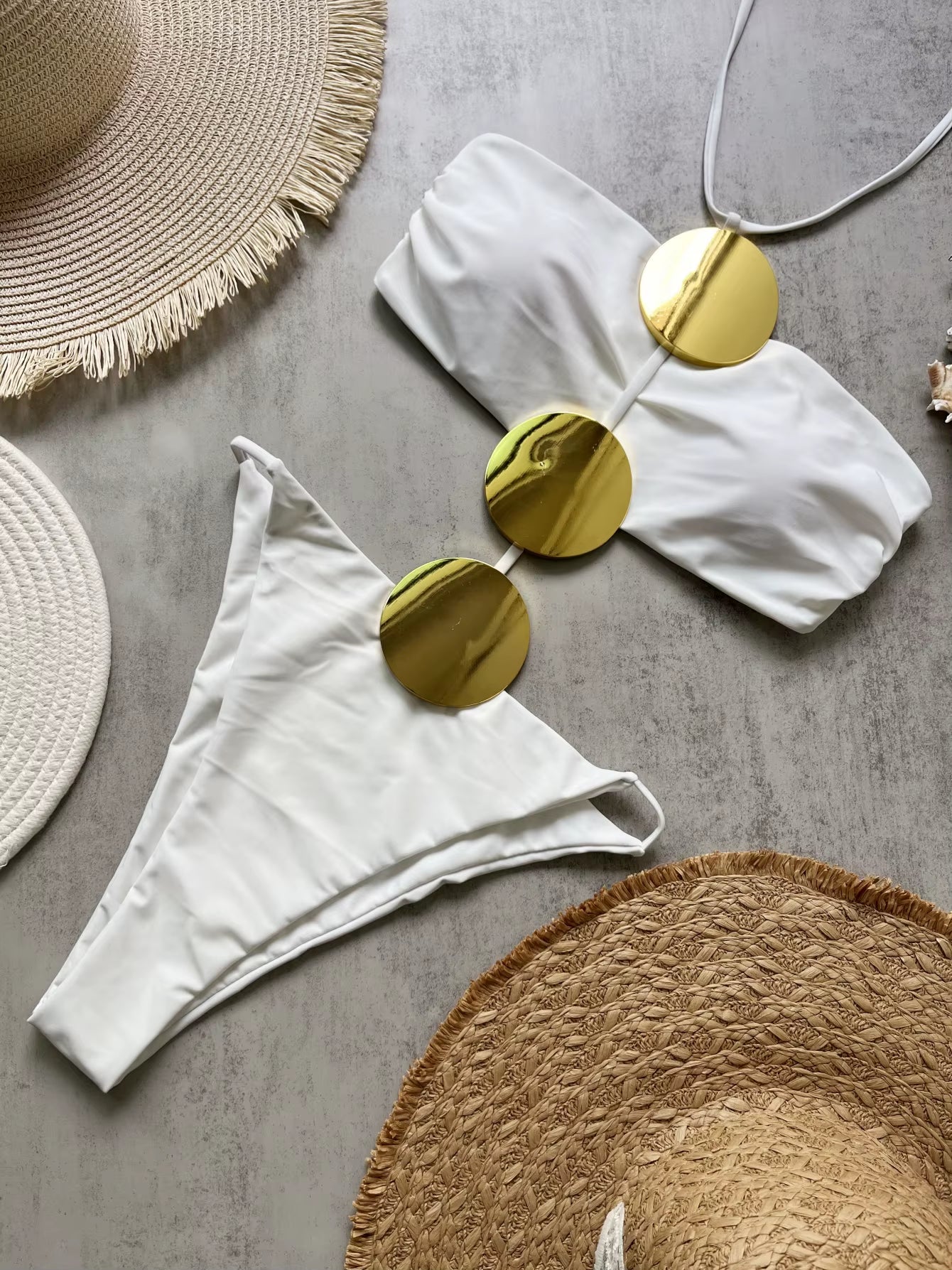 Maillot De Bain Une Pièce Couleur Unie, Bandeau À Bretelles, Ajouré Collection, 2025