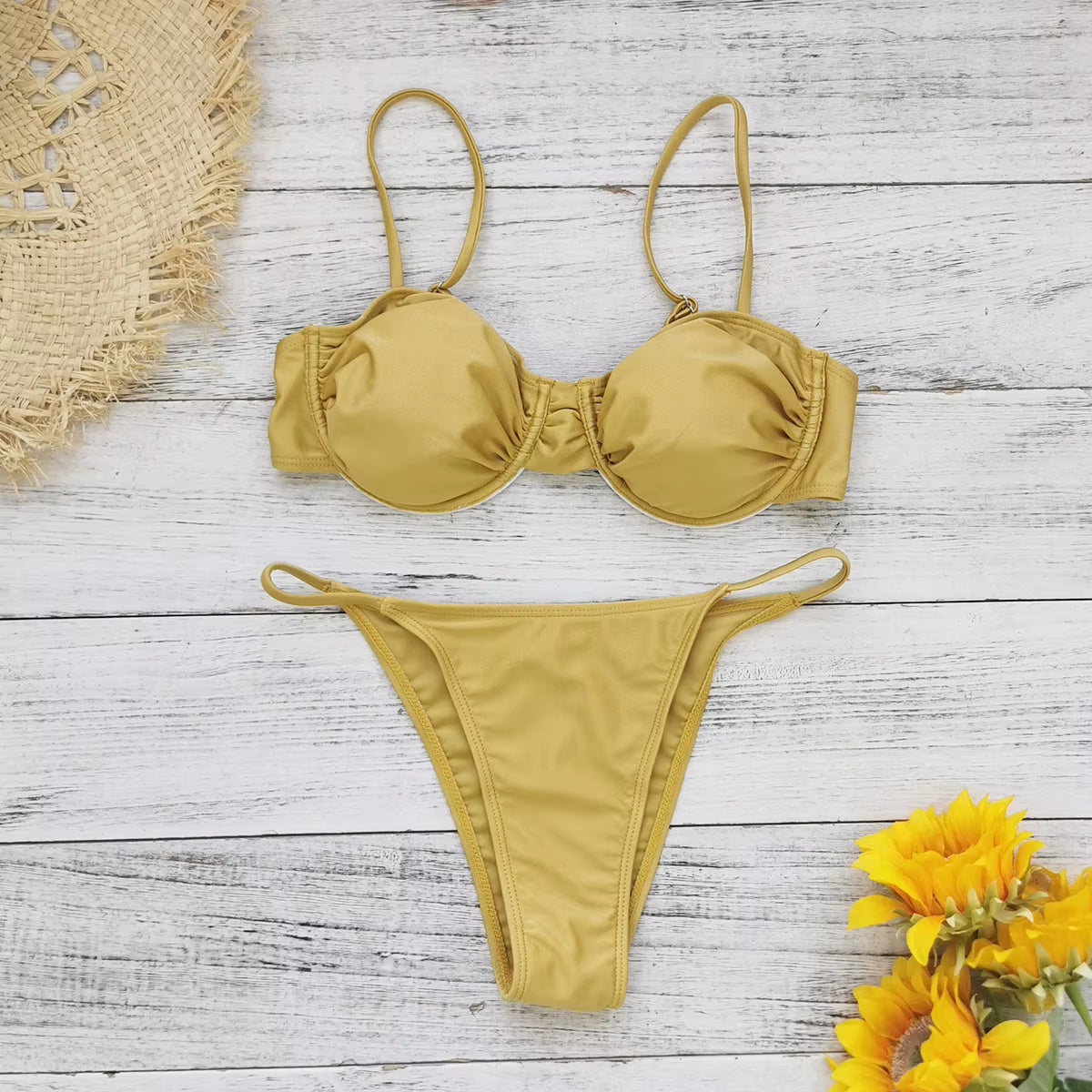 Ensemble Bikini 3 Pièces 2025 Push upAvec Demi-Corps Gland Jupe Courte