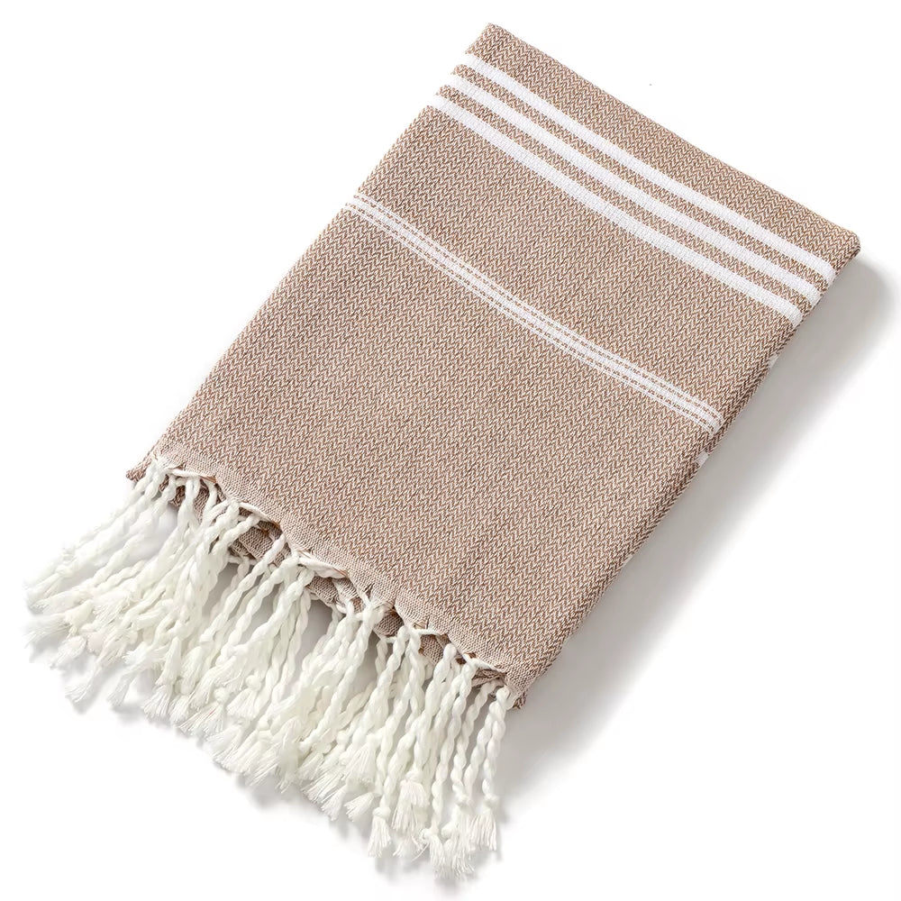 Holiday Towels with Tassel, Striped Bath Towels, Natural Turkish Beach Towel Set for Bathroom Pool Absorbent Towels