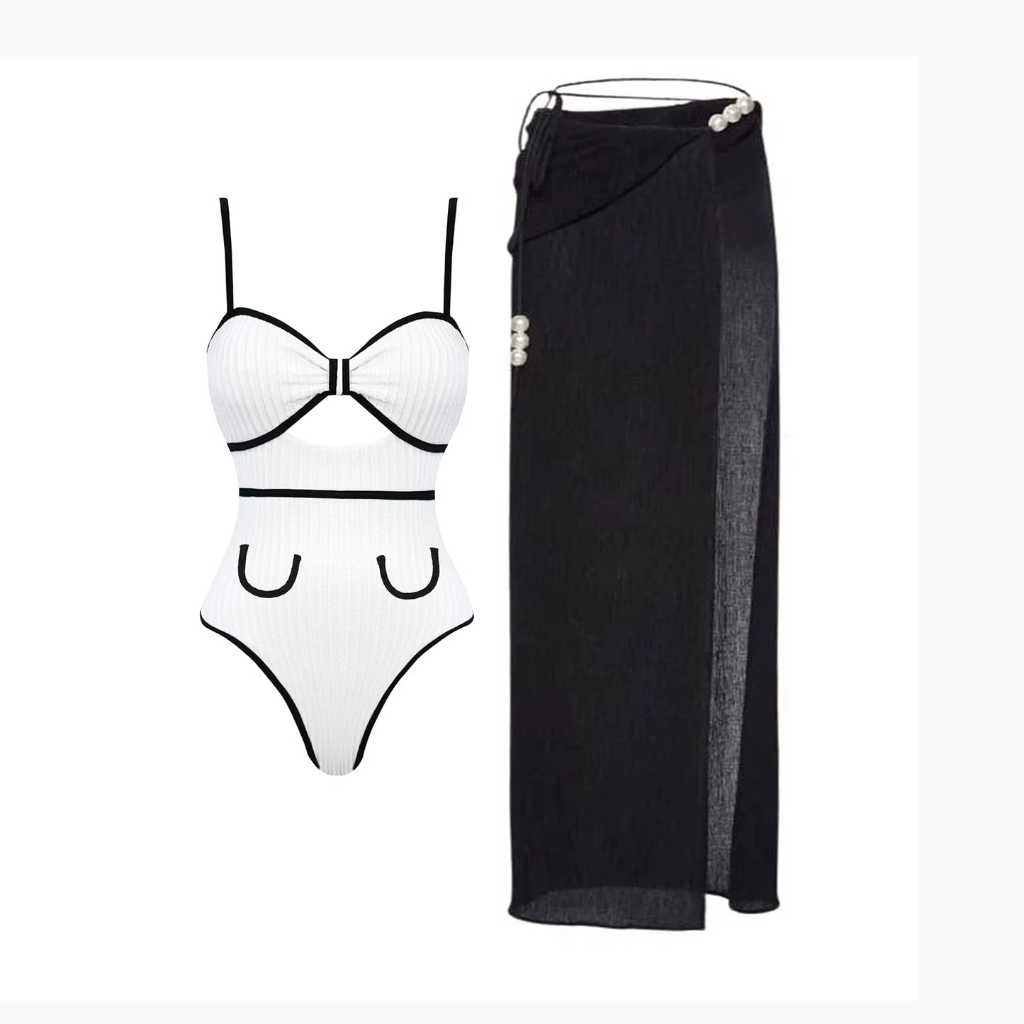 Maillot de Bain Une Pièce Femme 2025 – Style Patchwork avec Robe de Plage, Élégant & Sexy