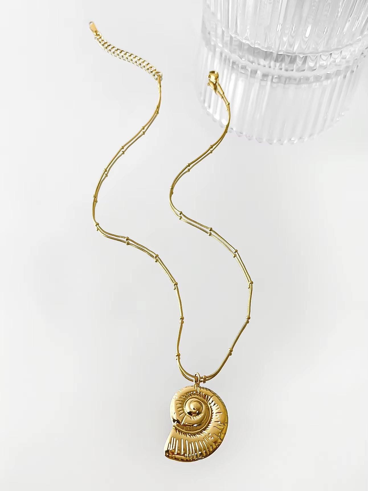 Minimalist Starfish Stripe Conch Scallop Shaped Pendant Necklace for Women Waterproof Trend Jewelry Summer Beach Party