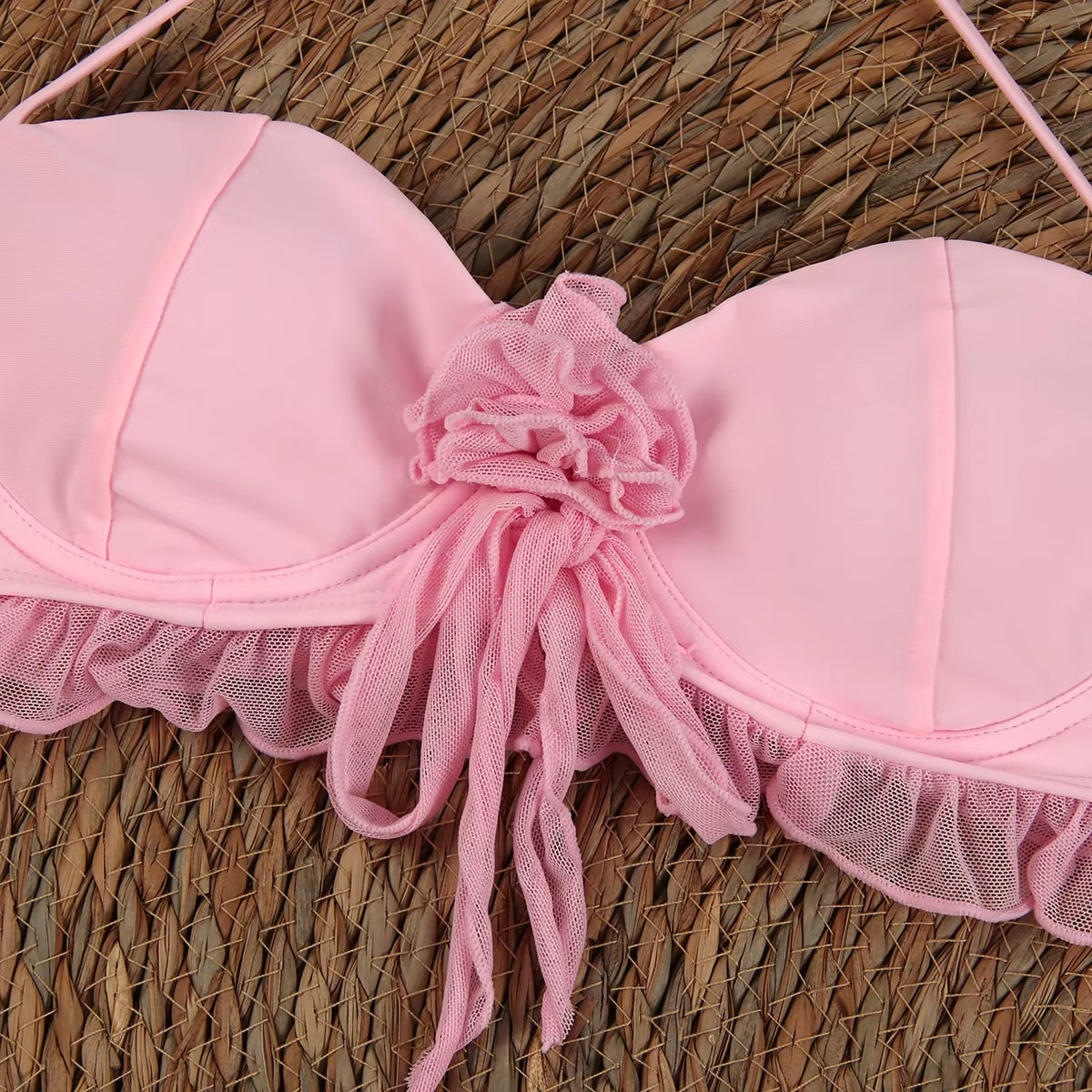 Sexy 3 Pieces Bikinis 2024 Swimsuit for Women Swimwear Brazilian Bikini Set Biquini Female Swimuits Bandeau Pink Beachwear