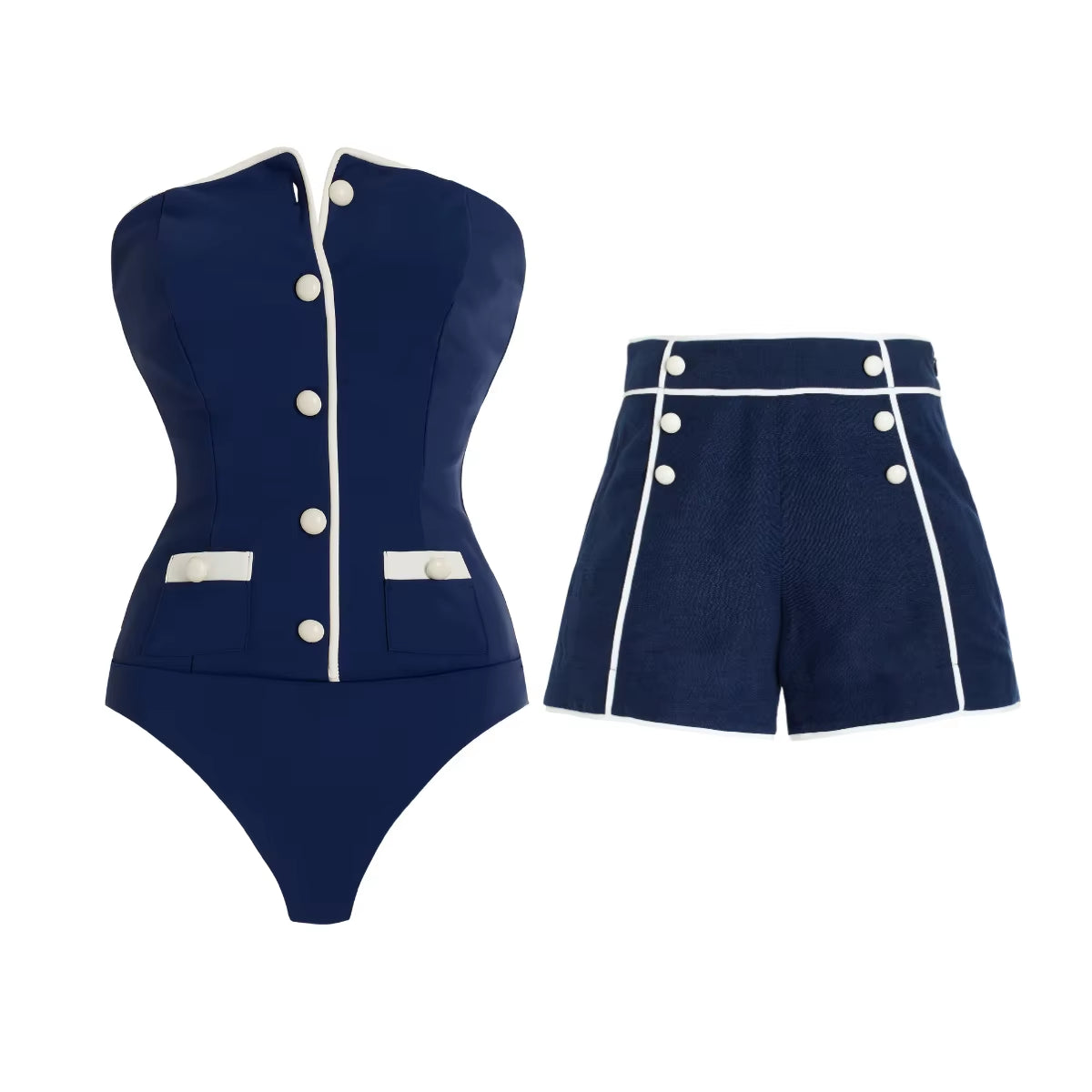 Maillot De Bain Une Pièce Sans Bretelles, Simple, Avec Short 2025