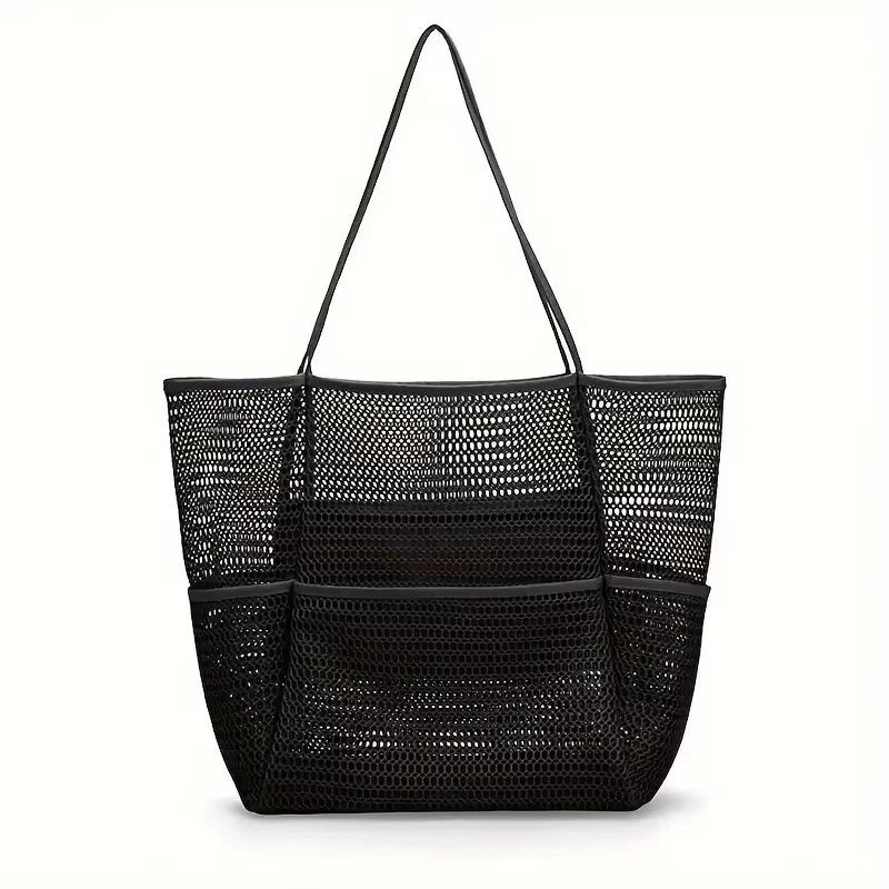 Beach Bag Double-Layer Mesh Beach Bag Bath Swimming Toiletries Storage Bag Outfit Storage Bag