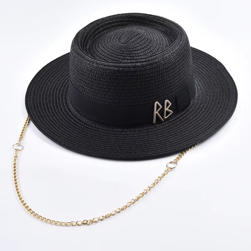 Summer Straw Hats for Women Ribbon Decoration Elegant Ladies Party Dress Hats Travel Beach Sun Hat Chapeau Femme