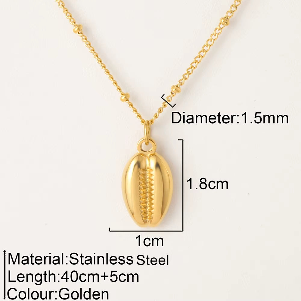 Ocean Series Pendant Necklace for Women Golden Chain Shell Starfish Pendant Summer Beach Women Stainless Steel Jewelry 2025 New