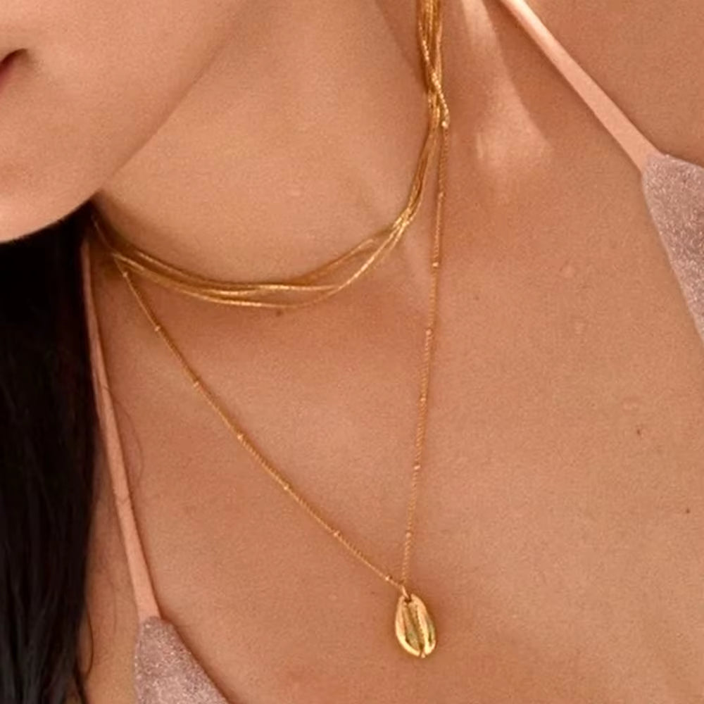 Ocean Series Pendant Necklace for Women Golden Chain Shell Starfish Pendant Summer Beach Women Stainless Steel Jewelry 2025 New