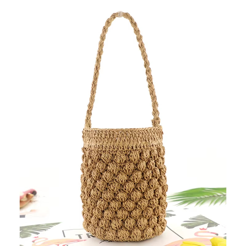 Straw Bag Female Seaside Vacation Beach Bag Bali New Small Bucket Portable Fashion Woven Bag