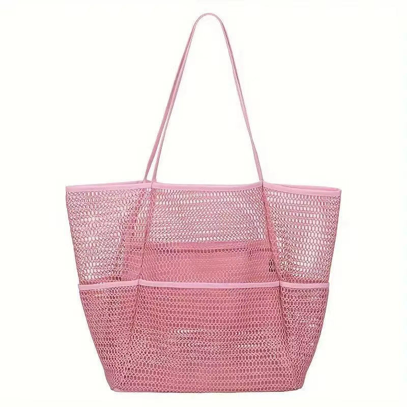 Beach Bag Double-Layer Mesh Beach Bag Bath Swimming Toiletries Storage Bag Outfit Storage Bag
