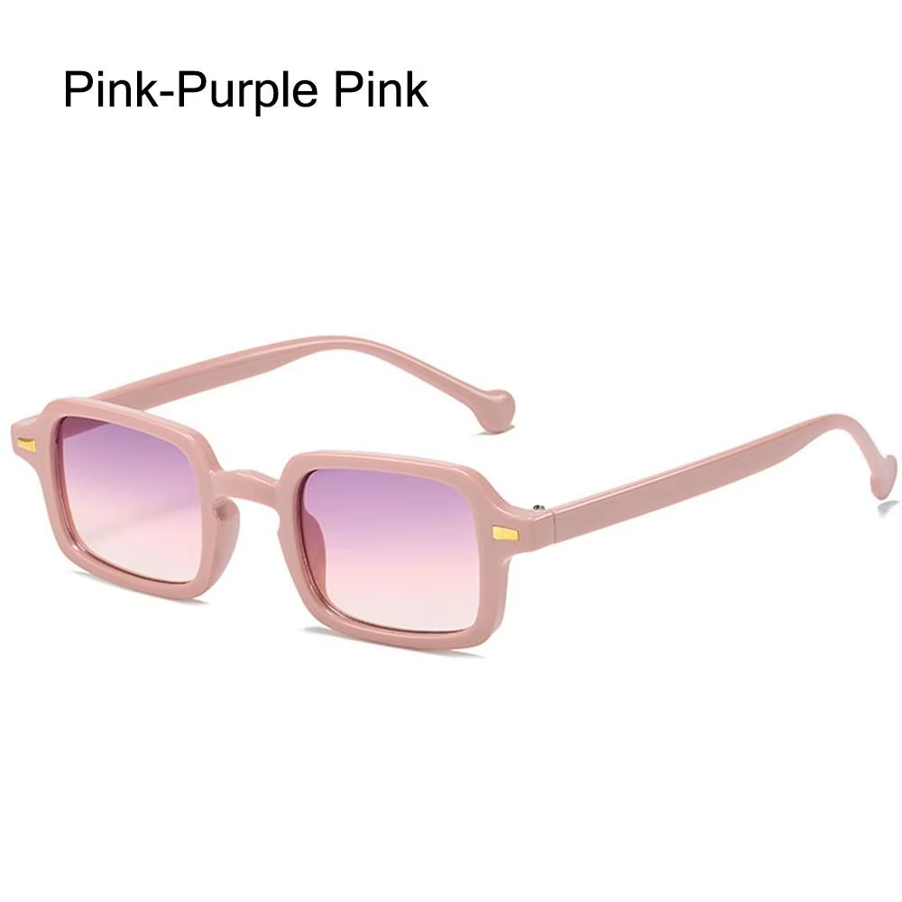 2024 Fashion Square Sunglasses Women Anti-Glare Retro Rivets Decoration Gradient Shades UV400 Men Leopard Blue Sports Sunglasses