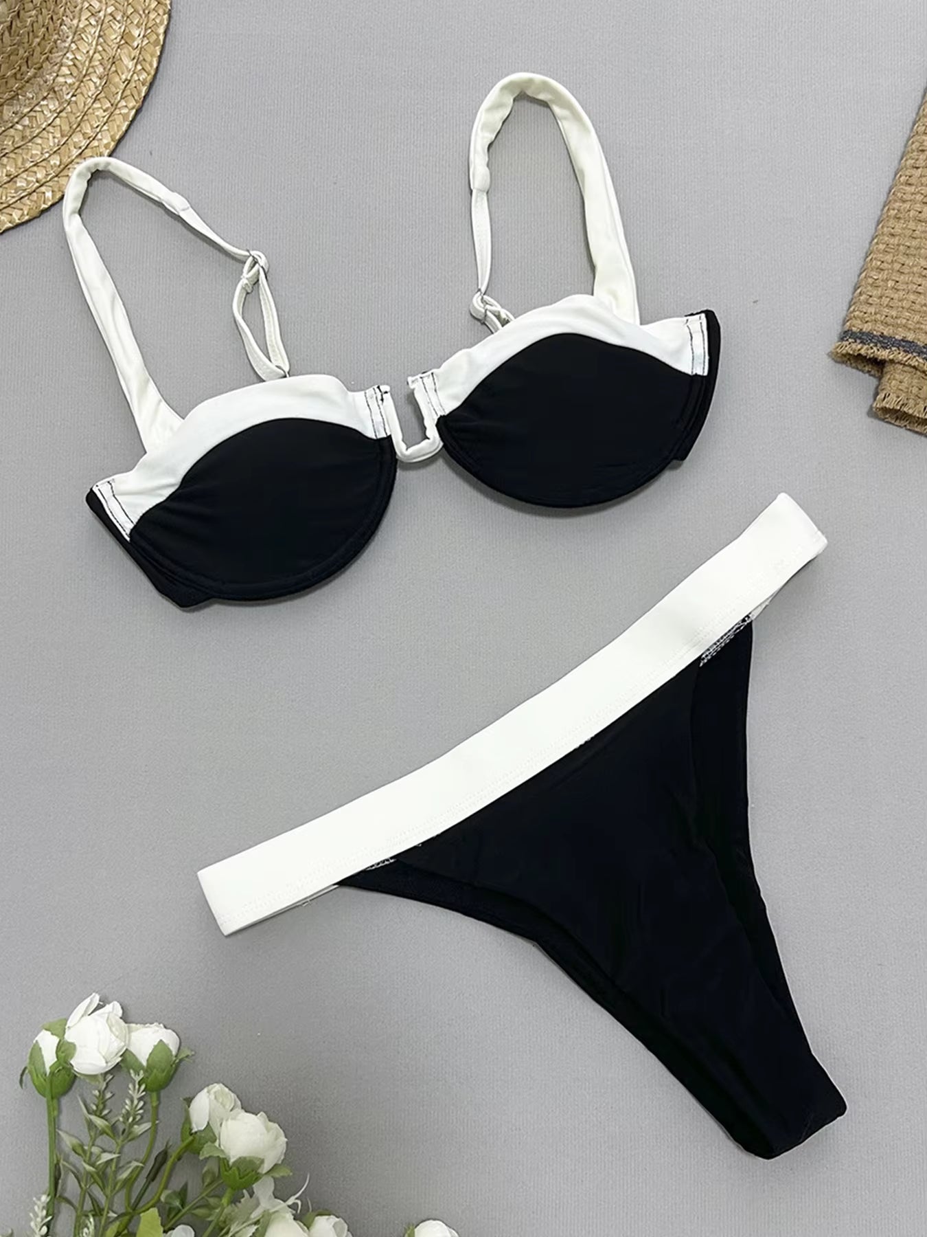 Bikini Femme 2 Pièces Sexy – Push-Up U-Bar Patchwork, Maillot de Bain 2025