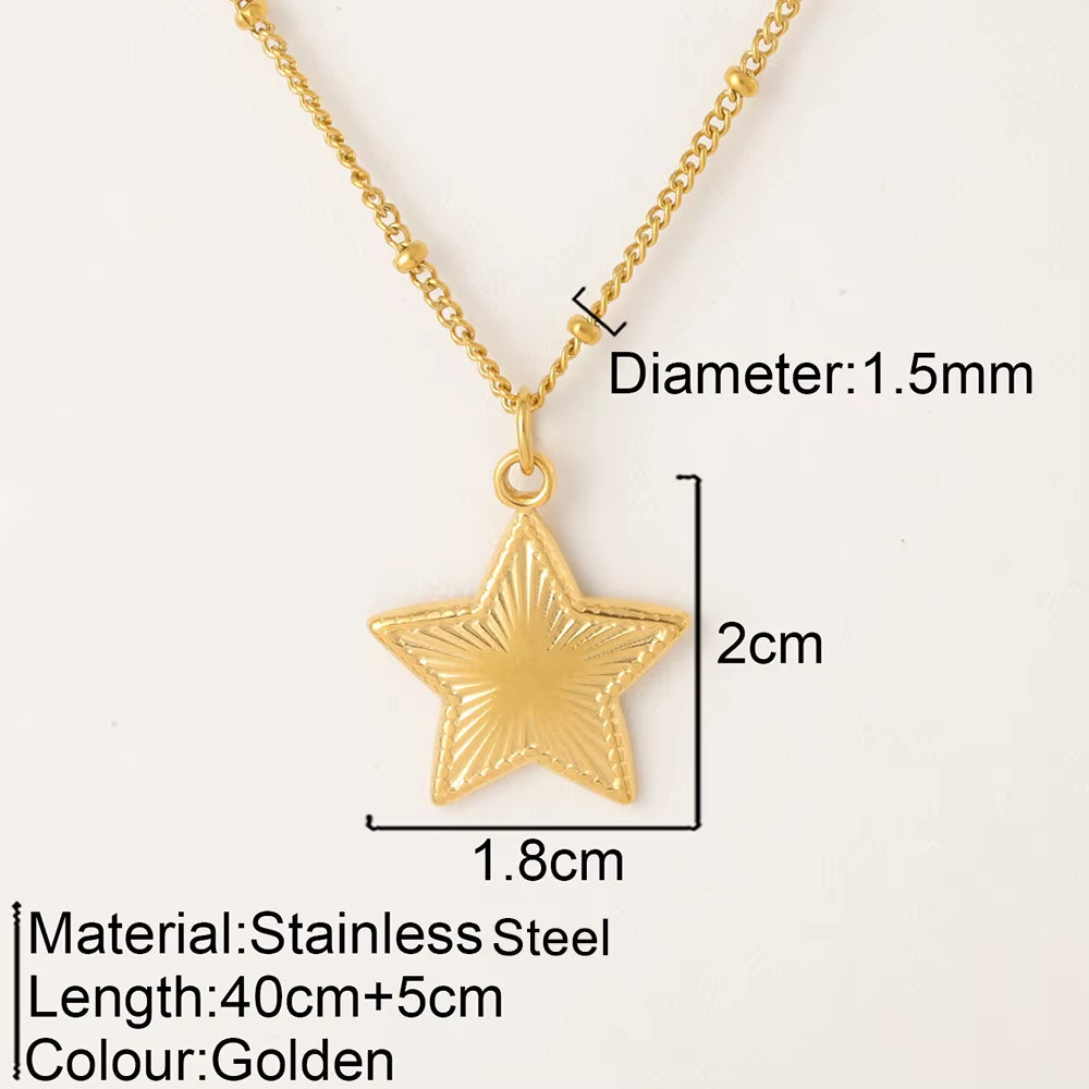 Ocean Series Pendant Necklace for Women Golden Chain Shell Starfish Pendant Summer Beach Women Stainless Steel Jewelry 2025 New