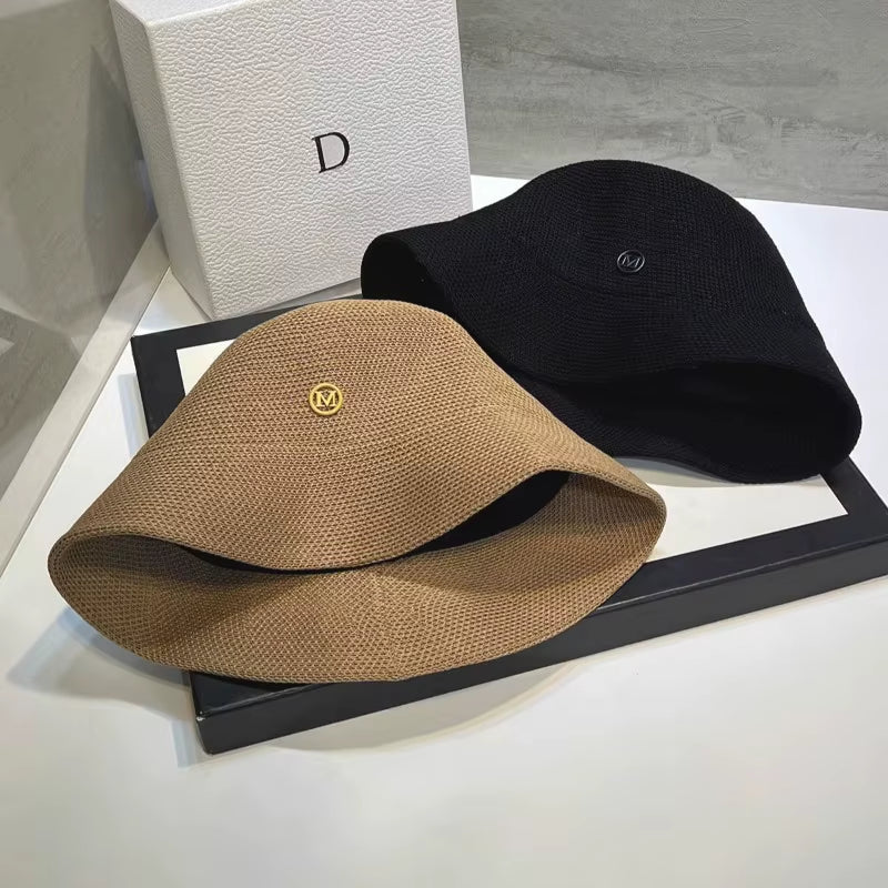 2025 Korea Designer M Hollows Bucket Hats Women'S Summer Breathable Sunshade Sun Hats Lady Japanese Ins Fashion Basin Hat Panama