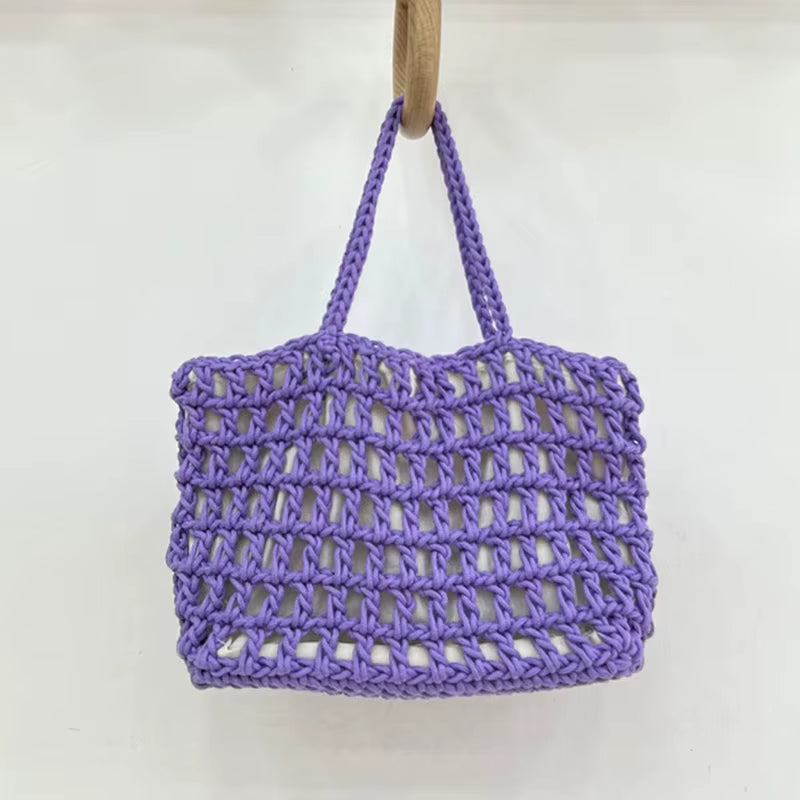 Beach Casual Tote Bags Designer Luxury Bag and Handbags for Women 2023 New in Nylon Artificial Crochet Weave Drawstring Closure