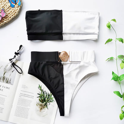 High Waist Bikini 2022 Swimwear Women Brazilian off Shoulder Swimsuit High Cut Neon Push up Bathing Suit Bathers Belt Biquini