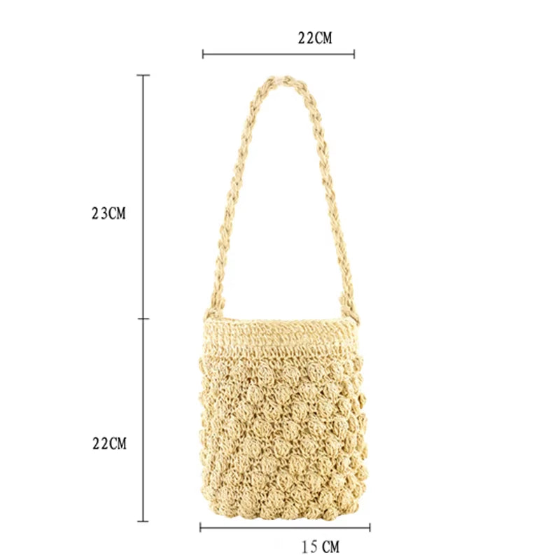 Straw Bag Female Seaside Vacation Beach Bag Bali New Small Bucket Portable Fashion Woven Bag