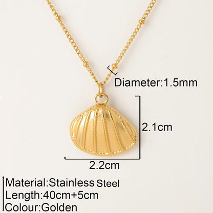 Ocean Series Pendant Necklace for Women Golden Chain Shell Starfish Pendant Summer Beach Women Stainless Steel Jewelry 2025 New