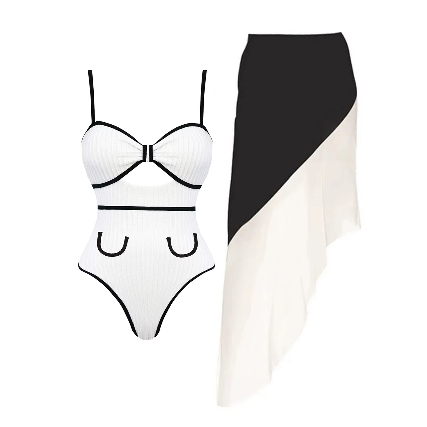 Maillot de Bain Une Pièce Femme 2025 – Style Patchwork avec Robe de Plage, Élégant & Sexy