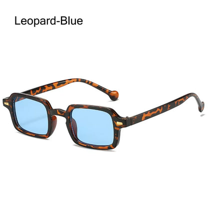 2024 Fashion Square Sunglasses Women Anti-Glare Retro Rivets Decoration Gradient Shades UV400 Men Leopard Blue Sports Sunglasses