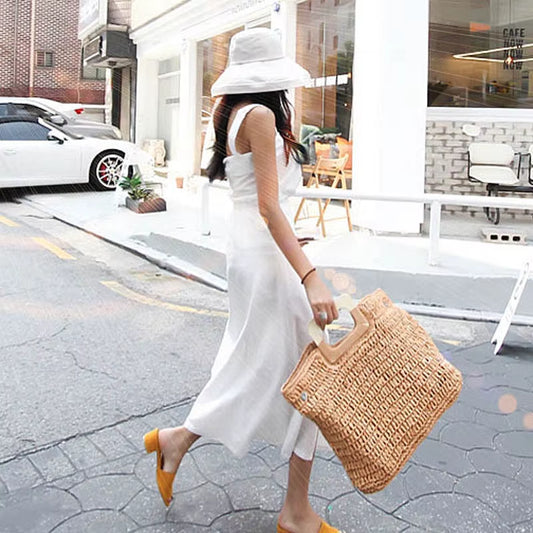 Simple Street Fashion Bag Women Summer Beach Bag Large Capacity Ladies Handbags Handmade Straw Bag Bohemian Rattan Travel Tote