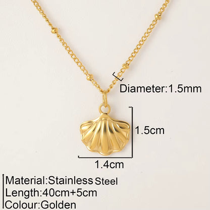 Ocean Series Pendant Necklace for Women Golden Chain Shell Starfish Pendant Summer Beach Women Stainless Steel Jewelry 2025 New