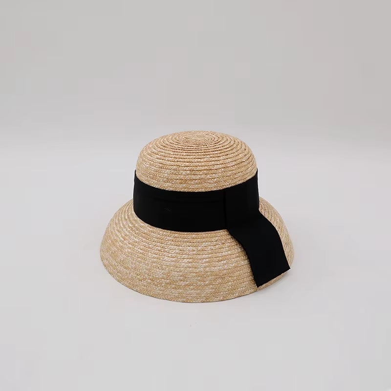 Designer Hats Fashion Natural Straw Beach Straw Hat for Women French Hepburn Style Summer Sun Hat Vintage Basin Hat Wholesale