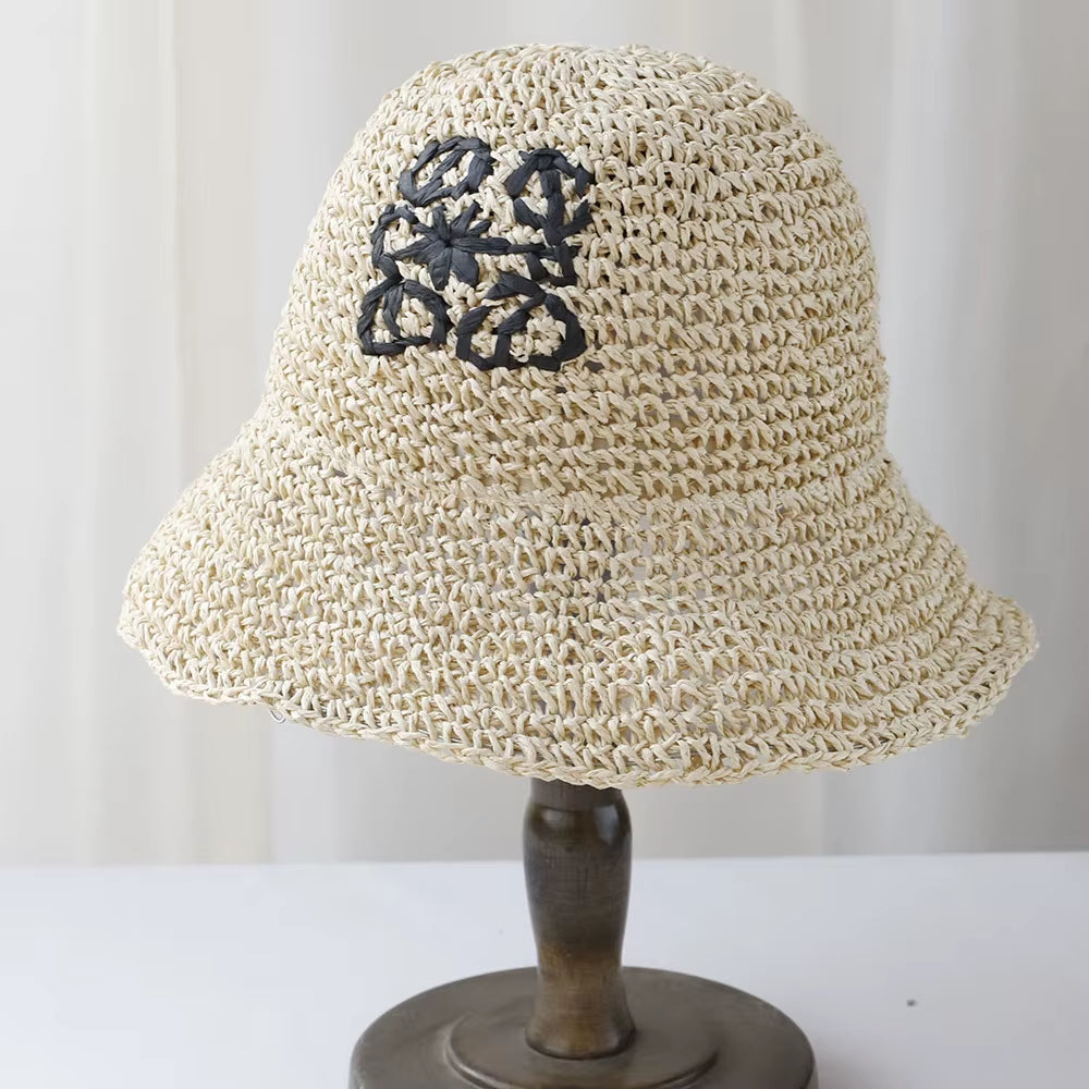 NEW High Quality Handmade Stripe Sun Hat Floppy Summer Hats for Women Beach Panama Straw Dome Bucket Hat Femme Shade Hat