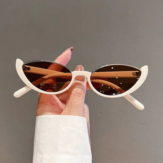 New in Small Cat Eye Sunglasses Women Trendy Vintage Composite Shades Eyewear Fashion Luxury Brand Designer Sun Glasses 2025