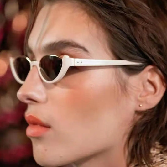 New in Small Cat Eye Sunglasses Women Trendy Vintage Composite Shades Eyewear Fashion Luxury Brand Designer Sun Glasses 2025