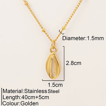 Ocean Series Pendant Necklace for Women Golden Chain Shell Starfish Pendant Summer Beach Women Stainless Steel Jewelry 2025 New