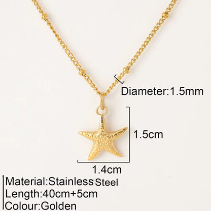 Ocean Series Pendant Necklace for Women Golden Chain Shell Starfish Pendant Summer Beach Women Stainless Steel Jewelry 2025 New