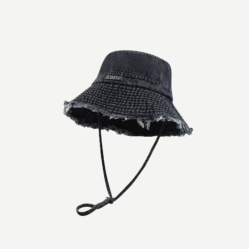 2025 Blue Leopard Print Cowboy Hiking Bucket Hats with String Women Denim Beach Sun Hat Outdoor Bob Panama Summer Fisherman Cap