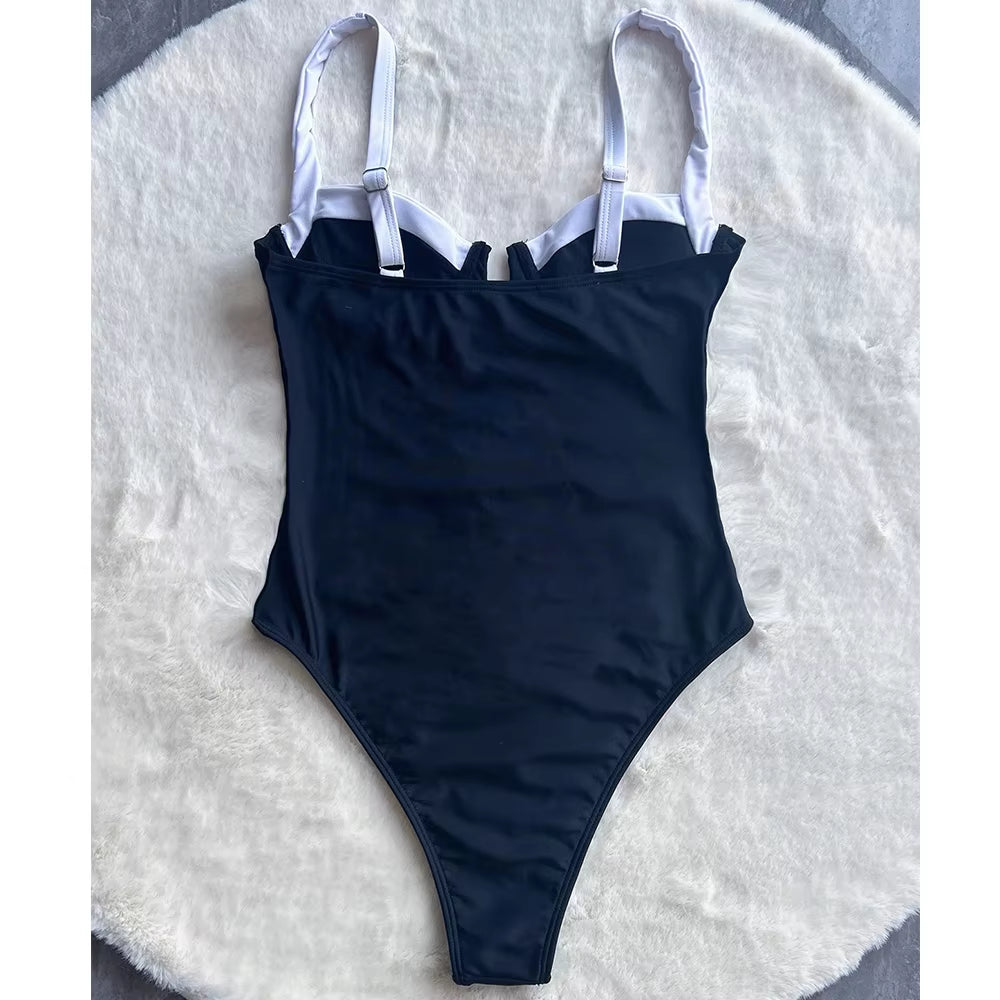 Maillot De Bain Une Pièce Push up Pour Femmes, Patchwork, Monokini, Vêtements De Plage, Dos Nu