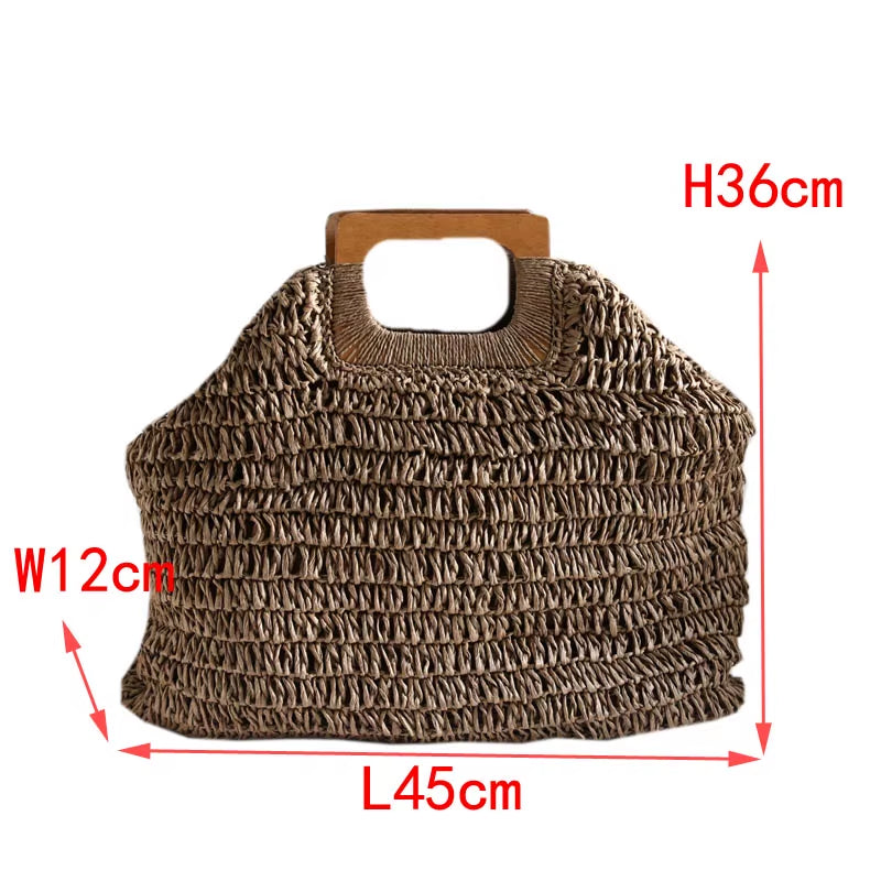 Simple Street Fashion Bag Women Summer Beach Bag Large Capacity Ladies Handbags Handmade Straw Bag Bohemian Rattan Travel Tote