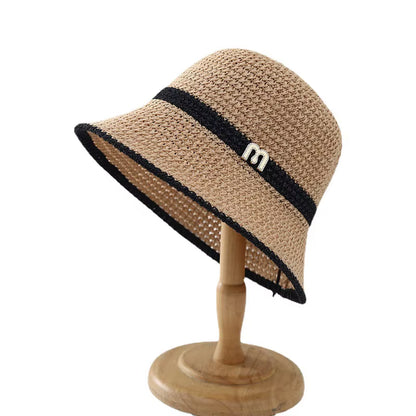 2023 Summer Knitted Hollow Sun Hats for Women Matching Color Sunshade Ladies Holiday Beach Bucket Hat Fisherman Cap Wholesale