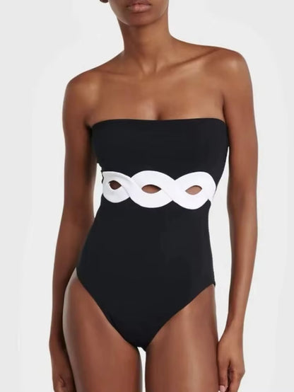 Maillot De Bain Une Pièce Noir Et Blanc, Tenue D'Été Pour La Plage