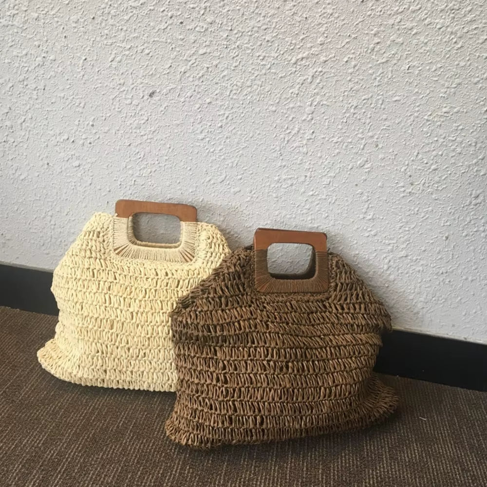 Simple Street Fashion Bag Women Summer Beach Bag Large Capacity Ladies Handbags Handmade Straw Bag Bohemian Rattan Travel Tote