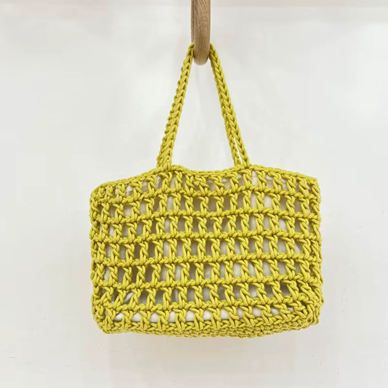 Beach Casual Tote Bags Designer Luxury Bag and Handbags for Women 2023 New in Nylon Artificial Crochet Weave Drawstring Closure