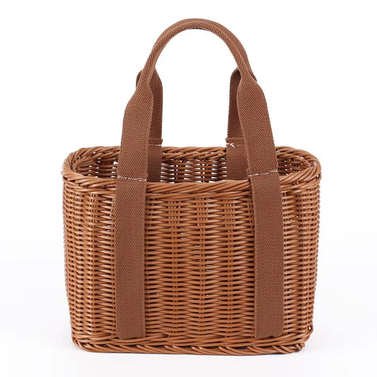 S/L Size Basket Hand Made Wicker Bags Portable Rattan Shopping Bag Woven Picnicbasket Beach Bag Big Totes Storage Bag
