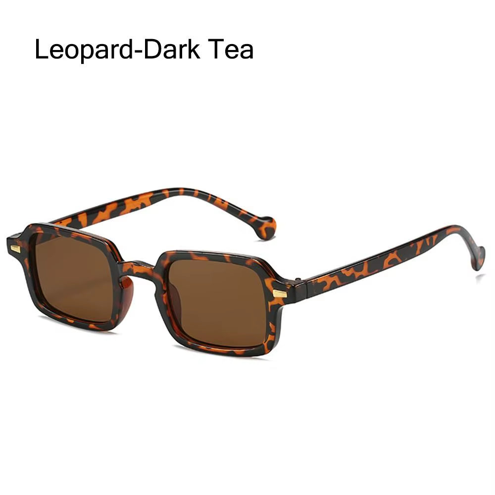 2024 Fashion Square Sunglasses Women Anti-Glare Retro Rivets Decoration Gradient Shades UV400 Men Leopard Blue Sports Sunglasses
