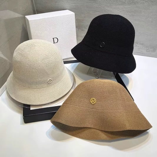 2025 Korea Designer M Hollows Bucket Hats Women'S Summer Breathable Sunshade Sun Hats Lady Japanese Ins Fashion Basin Hat Panama