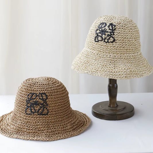 NEW High Quality Handmade Stripe Sun Hat Floppy Summer Hats for Women Beach Panama Straw Dome Bucket Hat Femme Shade Hat