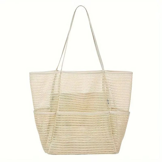 Beach Bag Double-Layer Mesh Beach Bag Bath Swimming Toiletries Storage Bag Outfit Storage Bag
