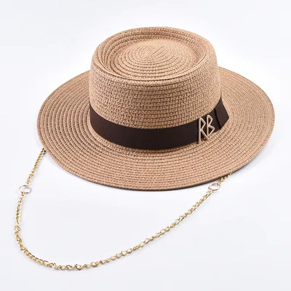 Summer Straw Hats for Women Ribbon Decoration Elegant Ladies Party Dress Hats Travel Beach Sun Hat Chapeau Femme