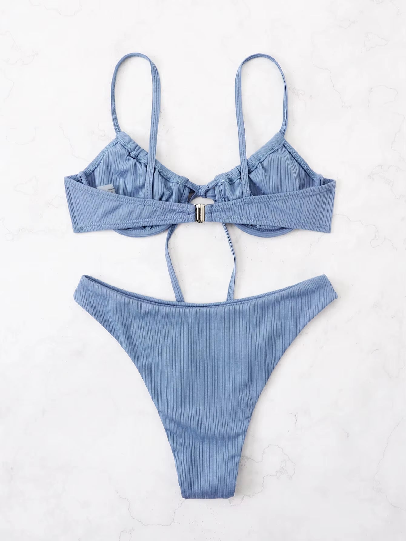 2025 Push up Bikini Women Rib Tie Front Swimsuit Sexy Underwire Swimwear Female Bathers Bathing Swimming Suit Summer Beachwear