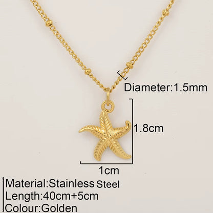 Ocean Series Pendant Necklace for Women Golden Chain Shell Starfish Pendant Summer Beach Women Stainless Steel Jewelry 2025 New