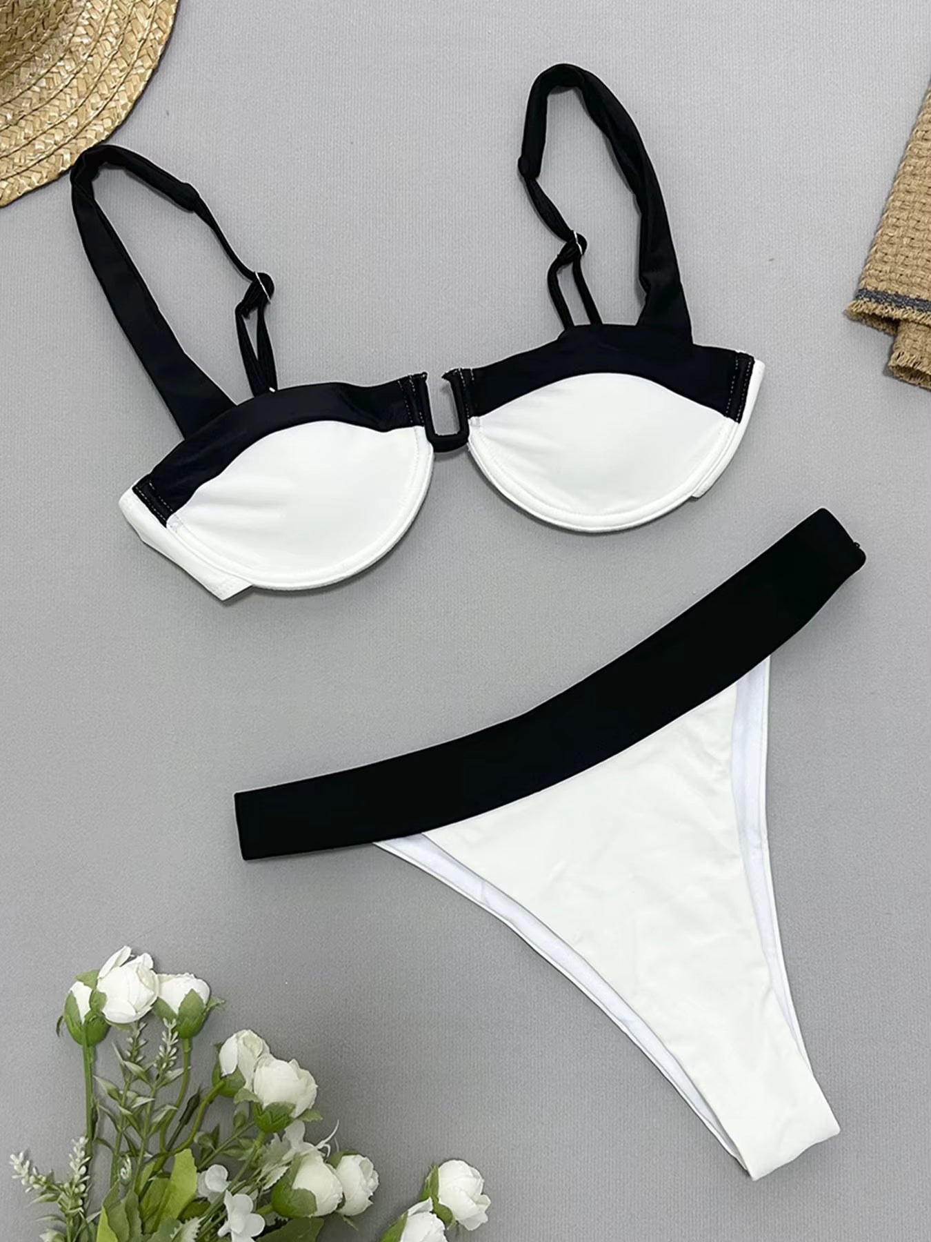 Bikini Femme 2 Pièces Sexy – Push-Up U-Bar Patchwork, Maillot de Bain 2025